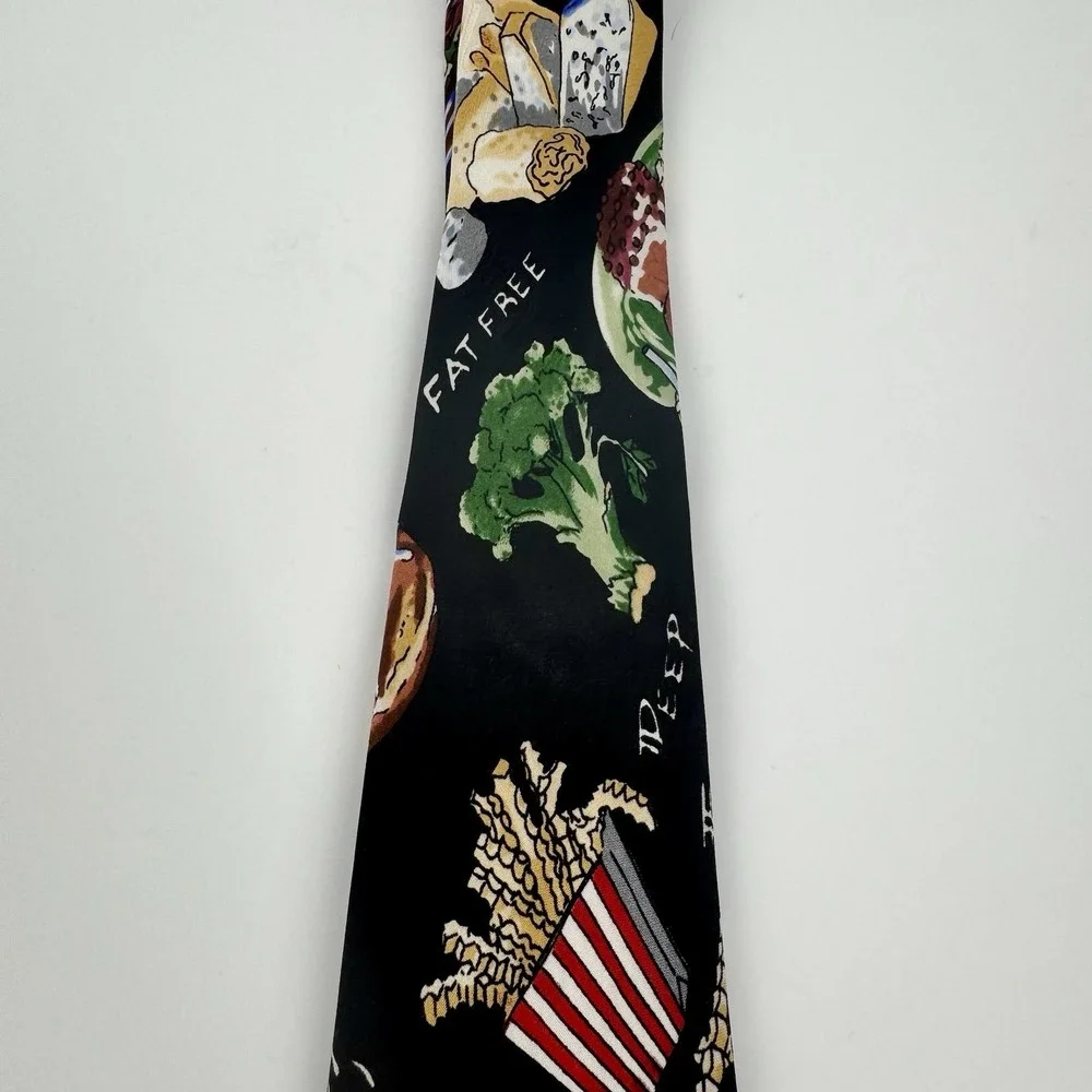 Nicole Miller VTG 1996 Food Novelty Silk Tie Pizza Burger Bacon Italy
